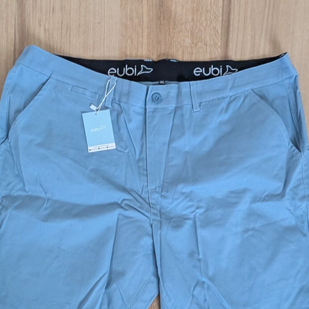 NWT Eubi Classic Chino Shorts Stretch 9" inseam Baby Blue XXXL - Picture 2 of 6